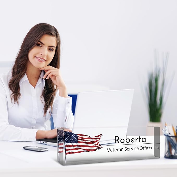 Desk Name Plate Personalized, Custom Name Plate for Desk, Acrylic Desktop Accessories, Office Gift & Decor for Women Men, Teacher Nurse Boss Employee Appreciation Gifts