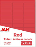JAM PAPER Return Address Labels - Standard Mailing - 1 x 2 5/8 - Red - 120 Shipping Labels/Pack