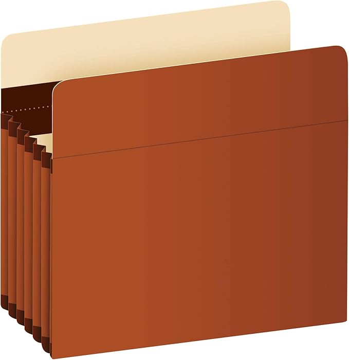 Pendaflex Expanding Accordion File Pockets, Extra Durable, Expands 5.25", Letter Size, Reinforced with Dupont Tyvek Material, 10/Box (15422) Brown