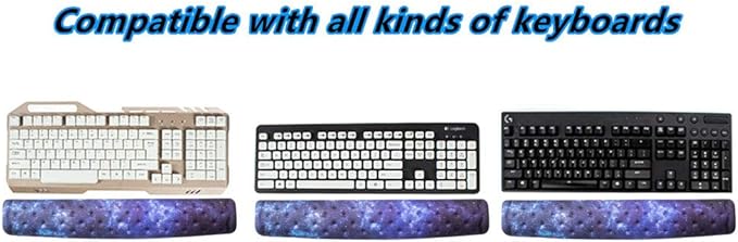 BRILA Keyboard Wrist Rest Support Cushion Pad for Computer, Laptop, Office Work, PC Gaming - Memory Foam Gel with Massage Holes Design - Non-Slip Easy Typing Wrist Pain Relief (Nebula)