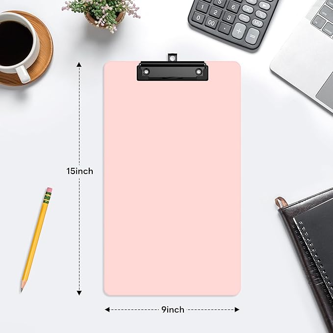 Zoenley Legal Size Clipboard Set of 6, Pink 8.5 x 14 Clip Board for Lawyer, Nurse, Business, with Low Profile Black Clip, Office & School Supplies