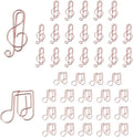 OWLFAVO Clef and Note Shape 40pcs Paper Clips with Clear Box, Rose Gold, Funny Cute Paperclips Bookmarks Planner Clips for Fun Office Supplies School Gifts Wedding Decoration