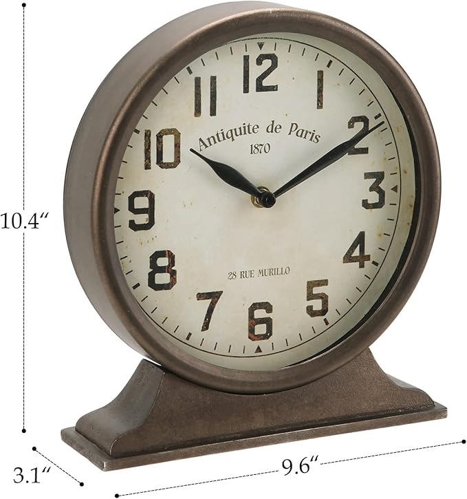 NIKKY HOME Antique Mantel Clock, Battery Operated Decorative Desk Table Clock for Home, Office, Living Room, Bed Room, Brown
