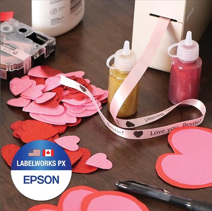 Epson LABELWORKS 212RBPPX Genuine PET (Polyester) Tape Cartridge - Black on Pink Ribbon Designer Craft Label Maker Tape - 1/2" (12MM) Wide, 16'