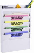 Office Wall Rack for File Folder or Magazine, 4 Tier, Top Organizer (White Powder Coated Steel)