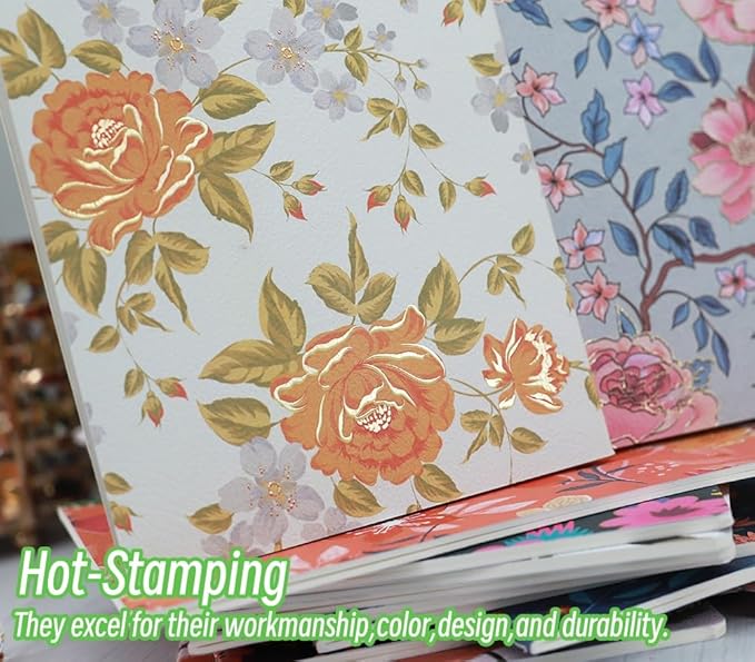 Composition Notebook Journals -12 Pack with 60 Lined Pages, 30 Sheets, Sewn Binding, Hard Cover Books Embossed Cover in Floral Bliss Pattern (5.75 x 8.35 Inches) for School, Office, or At-Home Use