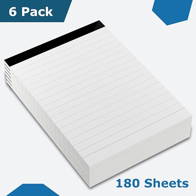MuiAng 6 Pcs Perforated Note Pads College Ruled - 4" x 6" Inch Writing Notepad for Daily Planning - Perforated Small Notepads with 31 Sheets per Pad - Ruled Papers