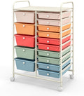ARLIME 15-Drawer Storage Cart, 15 Drawer Trolley, Rolling Organizer Cart, Scrapbook Paper Organizer, Suitable for Office and School, Rolling Office Storage Tools