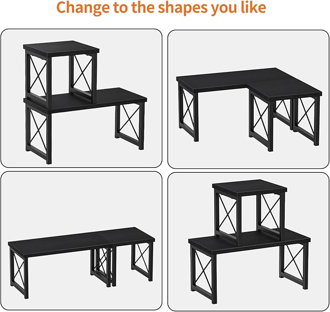 Honiter Desk Shelf Desktop Organizer 2 Tier Wood Small Bookshelf,Rustic Brown Freestanding Adjustable, Organizer, Stackable, Desk Stand, Storage Organizers, Kitchen Counter Display Rack
