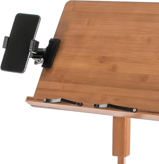 Sheet Music Stand & Desktop Book Stand with Phone Holder, Rotatable Music Book Holder Stand,Wooden Portable Sheet Music Table Stand Height Adjustable from 39.4-51.2in with Book Stand Support