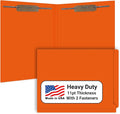 Orange File Folders, USA Made, Doctor Stuff, Two 2" Bonded Fasteners, Durable 11pt, Reinforced End Tab File Folders, 2 Prongs, Colored Medical Charts and Patient Chart, Box of 50