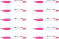 DISCOUNT PROMOS 10 Plastic Highlighter Pens Pack - Rubber Grip, Black Ink - Pink