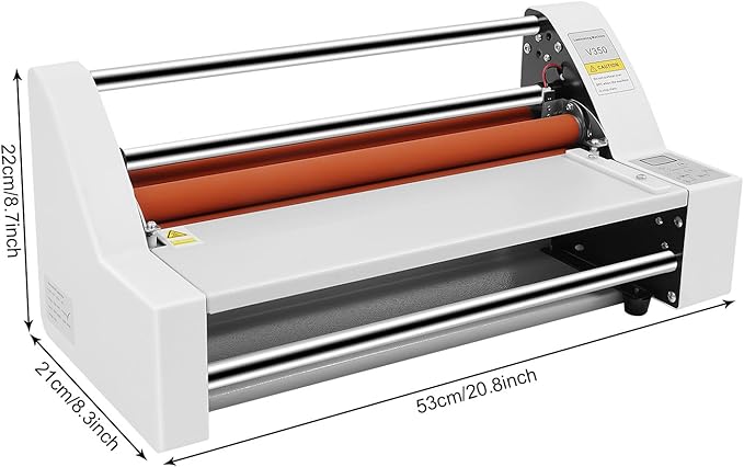 V350 Hot Cold Roll Laminator, 110V Digital Control Thermal Hot Cold Roll Laminator with 2 Heating Modes, Commercial Laminating Machine with Digital Control Panel, Used for Cross-Patterned Films