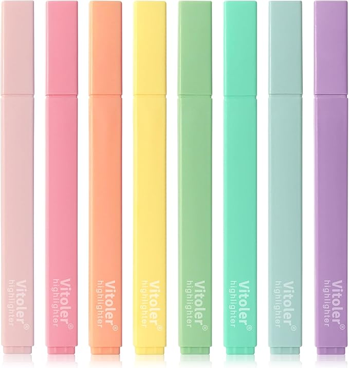 Piochoo Bible Highlighters,Aesthetic Cute Highlighters Bulk,8pcs Colorful Highlighter Markers No Bleed for Office School Supplies