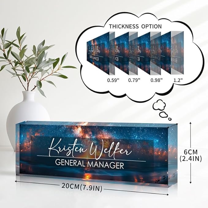 Desk Name Plate Personalized Name Plate for Desk, Office Desk Decor, 3D Style Personalized Plaque Name Plates for Desks Custom Appreciation Gifts for Boss Lady Employee Coworkers (Vast Celestial)