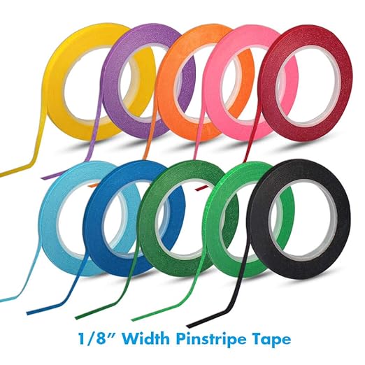 selizo 10 Rolls 1/8” Whiteboard Pinstripe Tape Dry Erase Board Tape Line Thin Striping Graphic Chart Art Tape Grid Lining Tape for White Board, 10 Colors