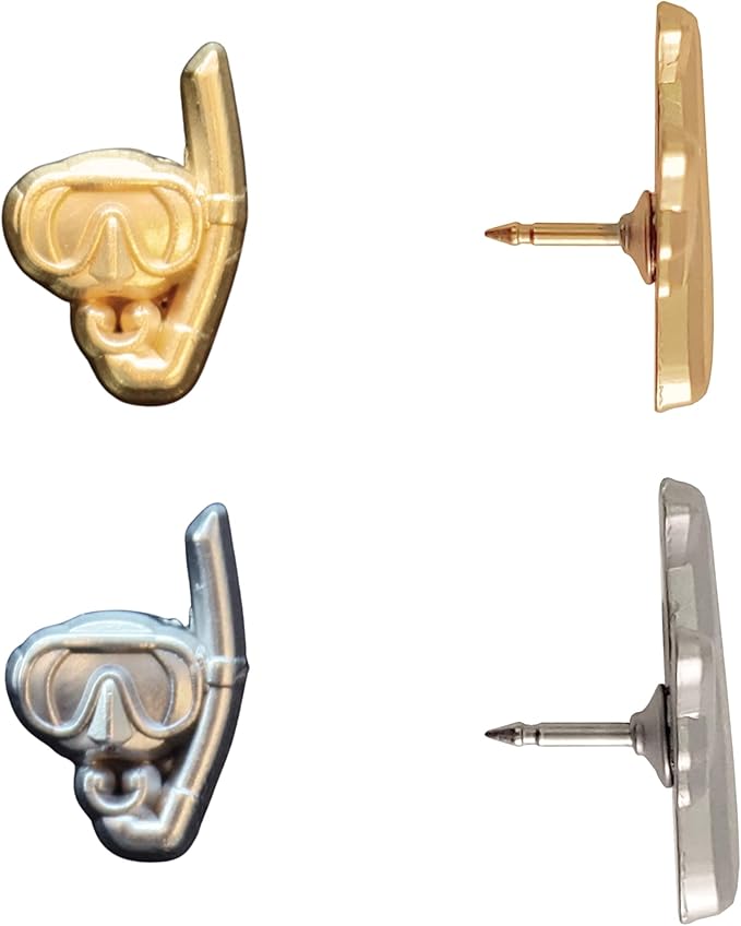 Snorkel Push Pins - Silver Snorkel Map Pins for Cork Boards, Maps, or Lapel Use - Designed in USA - Set of 4
