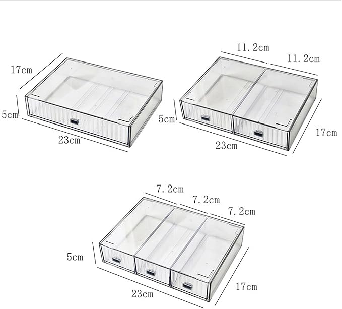 Desk Drawer Organizer, Stackable Office Supplies Desk Organizer, Plastic Plastic Storage Drawer, Desk Grocery Organizer For Stationery/Office Supplies (Clear, 2-Compartment)