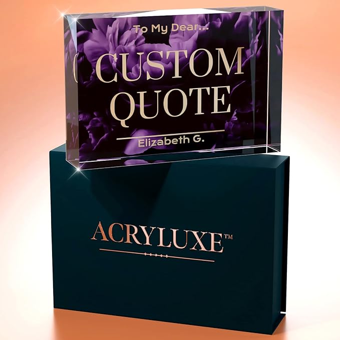 Custom Acrylic Sign Personalized, Custom Desk Name Plate, 18 Styles, (4"x6"), With Gift Box, USA Made by Acryluxe. (Blossom)