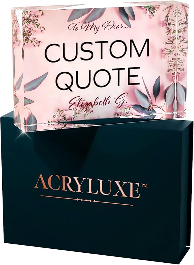 Custom Acrylic Sign Personalized, Custom Desk Name Plate, 18 Styles, (4"x6"), With Gift Box, USA Made by Acryluxe. (Glowing)