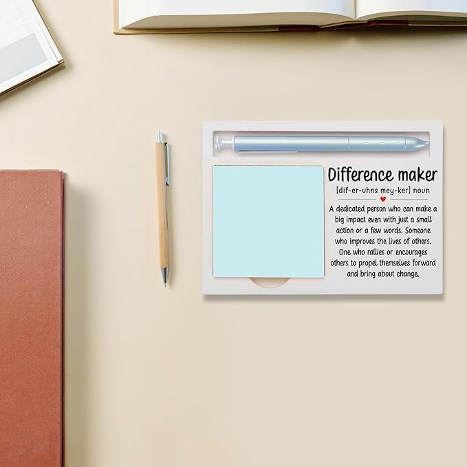 Difference Maker Office Decor Sticky Note Holder Decorative, Difference Maker Thank You Appreciation Gifts for Women Men Self-Stick Note Pad Holders W2B39