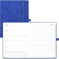 POPRUN Weekly Planner 2026 (Medium 6.5" x 8.5") Calendar 12 Months Notebook with Horizontal Layout, Leather Soft Cover, Monthly Tabs, Inner Pocket, 100GSM Thick Paper, Pen Holder - Royal Blue