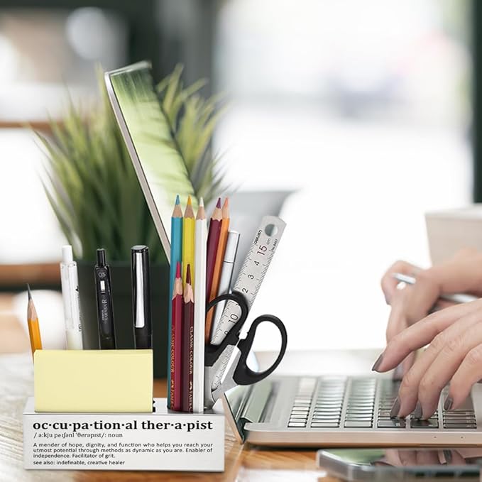 Occupational Therapist Gifts, OT Definition Desk Organizer, Funny OT Appreciation Gifts for Men and Women, Office Pen Holder with Sticky Notes Slot, Graduation or Thank You Gifts for OT YCP72