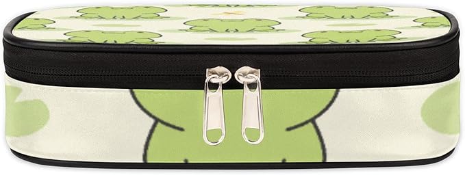 Pardick Cute Frog Big Capacity Pencil Pen Case Animal Frog Large Pencil Pouch with Zipper Compartments Pencil Bag for Boys Girls Adults Student Office School Supplies