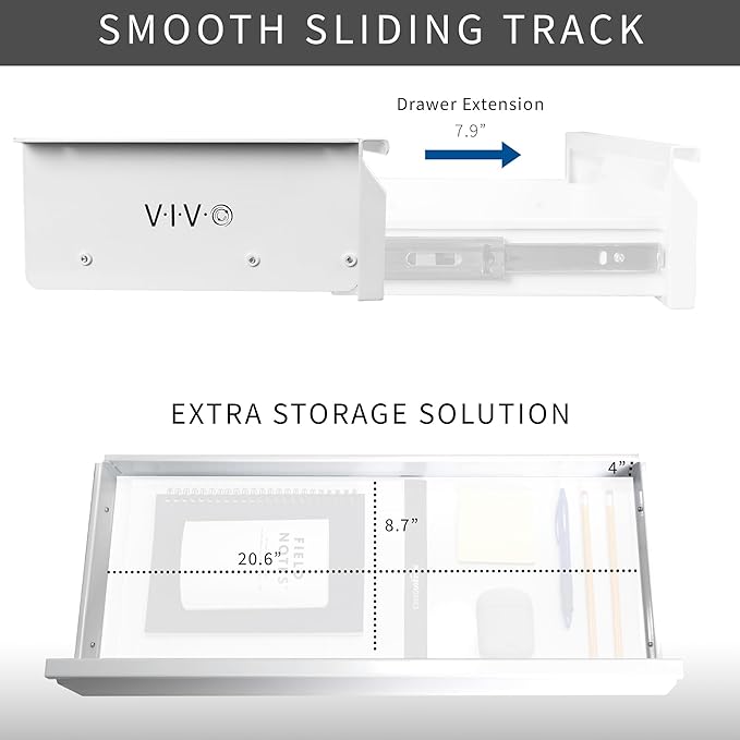 VIVO 22 inch Under Desk Slide Out Drawer Without Shell, Home Office Storage Organizer, White, DESK-AC03A-22W