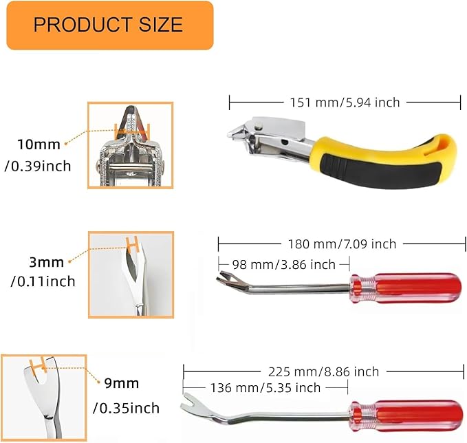 INBWENH 3Pcs Upholstery Staple Remover Nail Remover Tool Set Including Tack Pullers, Carpet Remover，Removing Staples from Construction Furniture Floor Wall Wooden