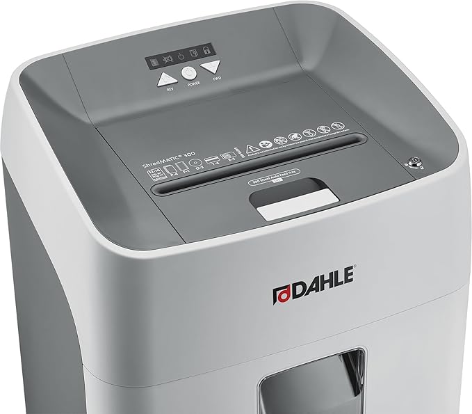 Dahle ShredMATIC SM 300 Auto Feed Paper Shredder, 300-Sheet Capacity, Cross-Cut, P-4 Security, Jam-Free & Oil-Free, Shreds CDs, Credit Cards, Staples & Paper Clips, German Engineered