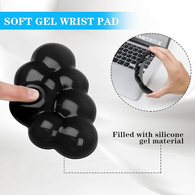 Gel Cloud Mouse Wrist Rest, Cute Wrist Support and Arm Support for Mouse Rest Typing Pain Relief，Suitable for Office/Computer/Laptop/Gaming (Transparent Black)