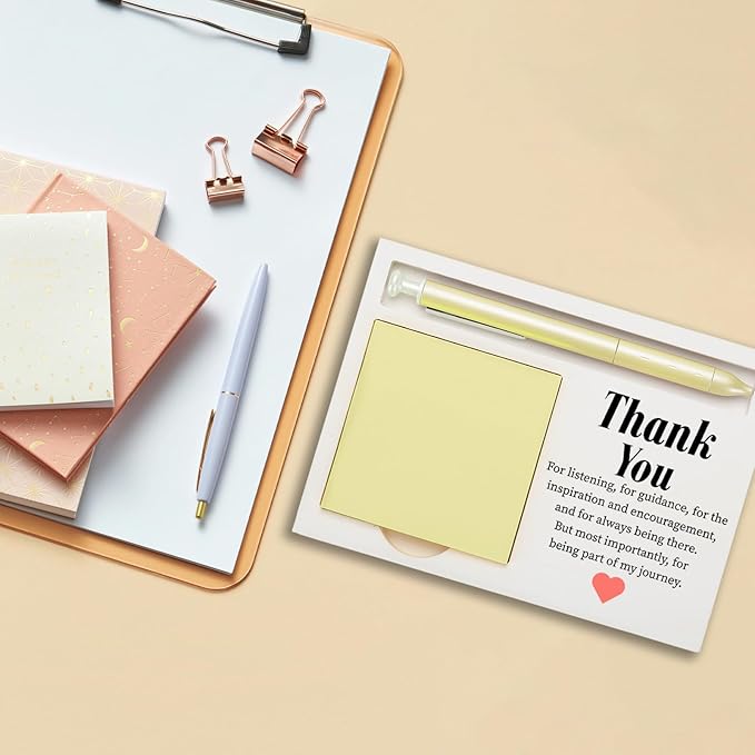 Thank You Sticky Note Holder, Thank You Appreciation Gift for Her Friends Colleagues Mentor Work Friend Teacher Wood Self-Stick Note Pad Holders ZBA7
