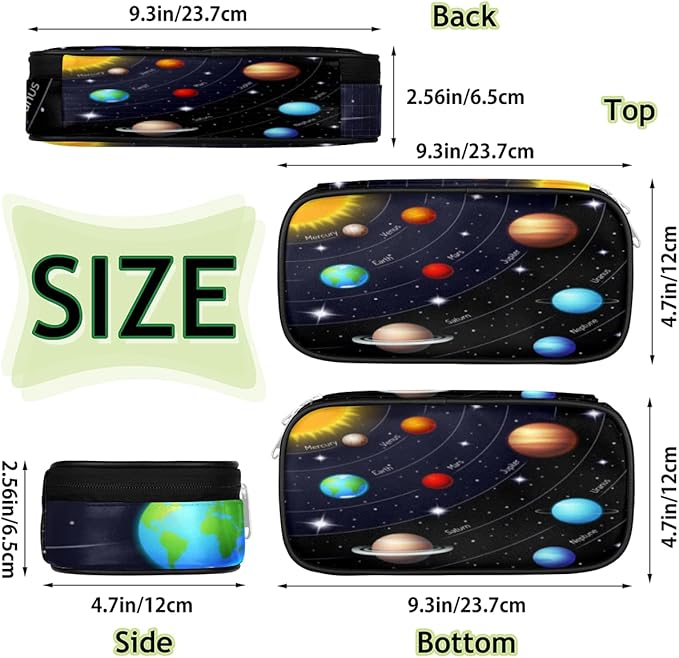 Pardick Solar System Planet Big Capacity Pencil Pen Case Universe Galaxy Large Pencil Pouch with Zipper Compartments Pencil Bag for Boys Girls Adults Student Office School Supplies