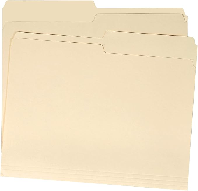 Amazon Basics File Folders, 1/2 Tab, 36-Pack, Letter (8.5Lx11W inches), Manila