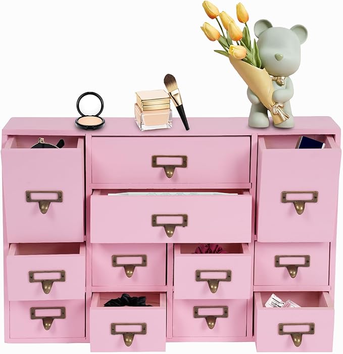 Vintage 12-Drawer Storage Cabinet – Multipurpose Desktop Organizer for Office, Craft & Home