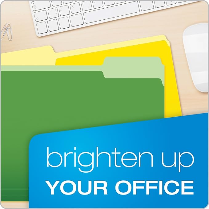 Pendaflex Two-Tone Color File Folders, Letter Size, Assorted Colors (Bright Green, Yellow, Red, Blue), 1/3-Cut Tabs, Assorted, 36 Pack (03086), 4-color