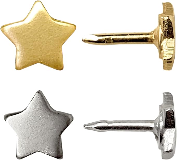 Mini Star Push Pins - Gold Mini Star Pins - for Cork Board, Maps, or Lapel Pin Use - Designed in USA - Set of 4