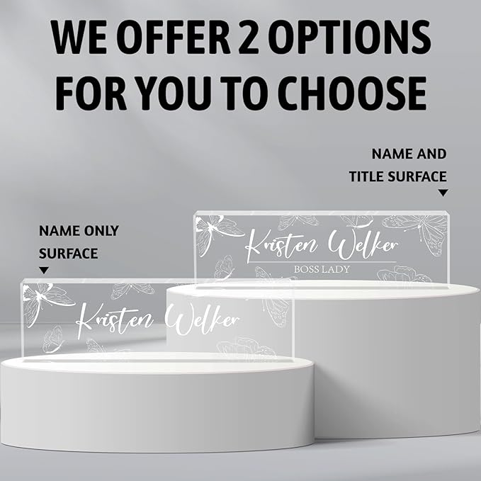 Personalized Desk Name Plates, Acrylic Engraved Name Plate for Desk, Custom Office Gifts & Desk Decor for Women Men, Employee Appreciation Gifts for Boss Teacher Nurse