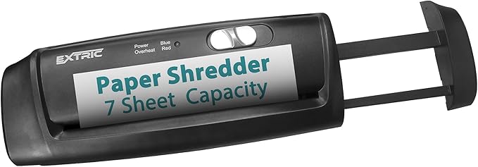 Paper Shredder for Home, Paper Shredders Heavy Duty with Extendable Arm – 6 Sheet Strip-Cut, Credit Card Slot, Mini Document Shredder Without Basket for Home, Office – Overheat, Jam Protection