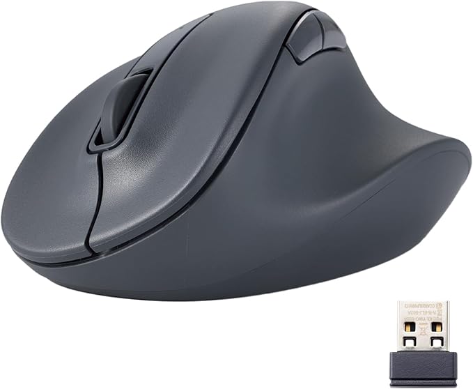 ELECOM Wireless Ergonomic Shape Mouse, 2.4GHz with Mini USB Receiver, Silent Click, Right Hand 2000DPI, 5 Buttons, Optocal Sensor, Compatible with PC, Mac, Laptop, EX-G, Lsize Black (M-XGL30DBSKBK)