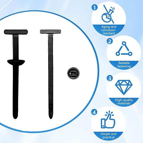 50pcs Nylon Universal Cable Tie Buckles, New Multifunctional Nylon Zip Ties With Pin & Button Design Plastic Cable Ties Tool Fasteners Car Body UV Resistant Zipties for Car Daily Repair
