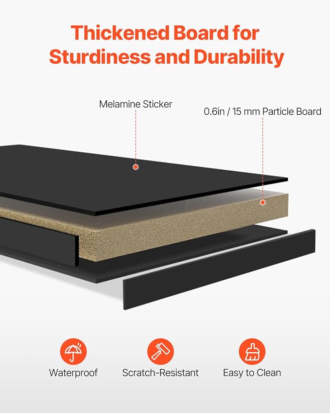 VEVOR Wood Desk Shelf, Desktop Bookshelf, Desk Storage Hutch with 6 Shelves, Office Countertop Organizer 3-Tier Display Rack, with Anti-Slip Feet Pads, for Office, Home & Dorm, Black