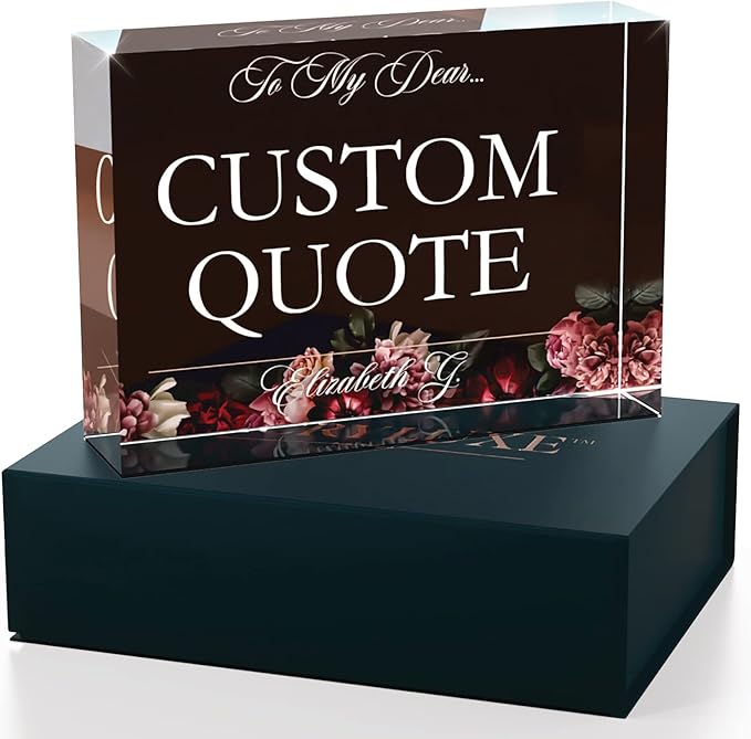 Personalized Gifts, Custom Quote Block Letter Board,Crystal-Clear Acrylic with Gift Box,17 Styles, Holiday and Christmas Gift for Mom, Dad, Girlfriend, Him or Her, Husband, Wife (5"x7, Floweret)