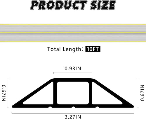 10Ft Cord Covers for Wires on Floor, 3-Channel Floor Cord Cover with Anti-Slip Base & Yellow Warning Strips, Extension Cord Covers for Floor, Ideal for Home, Office, Outdoor Use