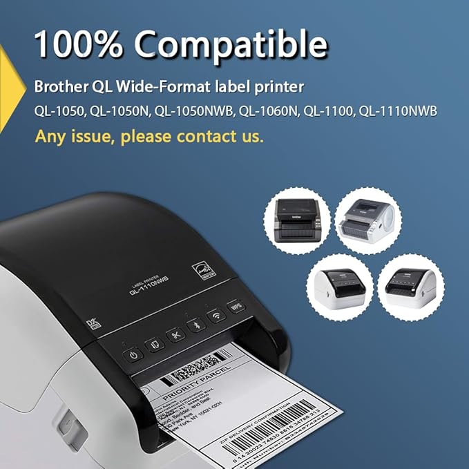BETCKEY - Shipping Labels Replacement for Brother DK-1241 (4 in x 6 in), Compatible with Brother QL Label Printers [1 Rolls/200 Labels, Yellow]