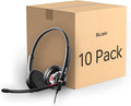 Blucalm Wired Headset with Mic for PC/Laptop, Noise Canceling Headphones with Mic/in-line Control for Teams, On-Ear USB Computer Headset with Microphone for Home/Office/Call Center, Black 10Pcs