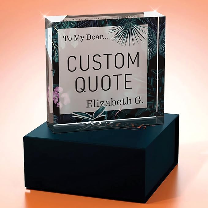 Custom Acrylic Sign Personalized, Custom Desk Name Plate, 18 Styles, (4"x4"), With Gift Box, USA Made by Acryluxe. (Bouquet)