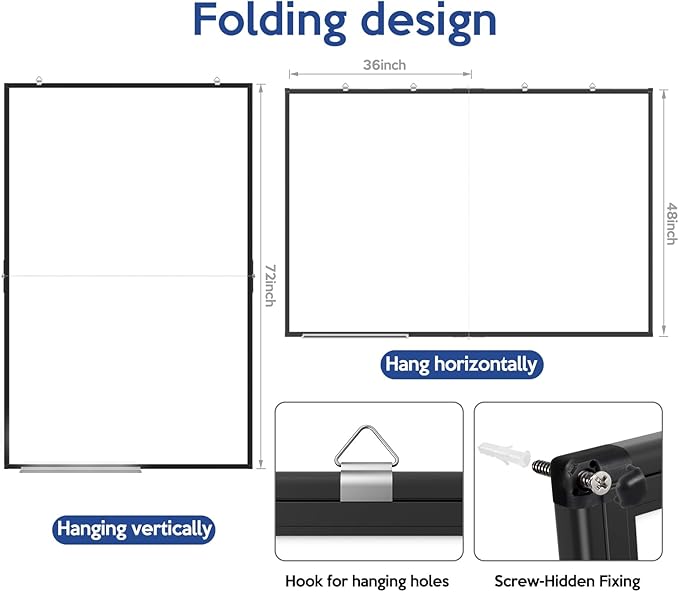 Large Whiteboard, Double Magnetic White Board for Wall, Dry Erase Whiteboard for Office Home & School (Black, 72x48 inch)