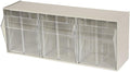Akro-Mils TiltView Plastic Storage Cabinet with 3 Tilt Out Bins, Horizontal Plastic Parts Organizer, Teacher Toolbox, and Office Supply Organizer, 23-5/8" W x 9-7/16" H x 7-7/8" D, Stone